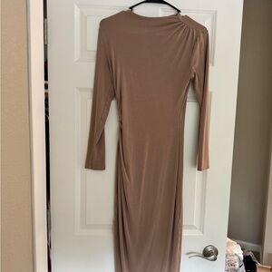 Elegant Tan Long Sleeve Dress
